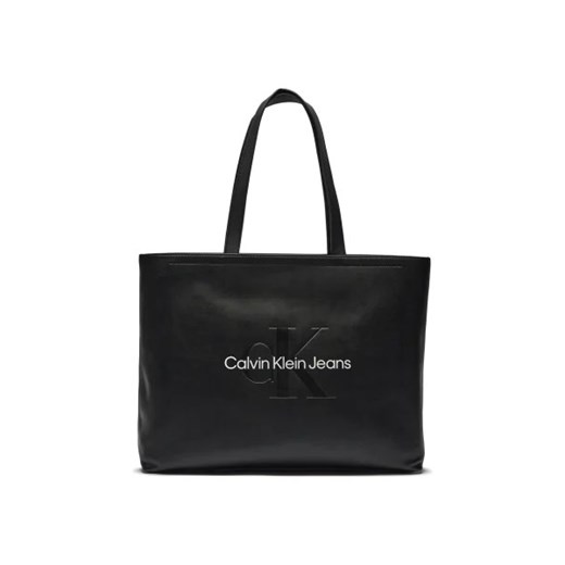 Czarna shopper bag Calvin Klein mieszcząca a5 ze skóry ekologicznej 