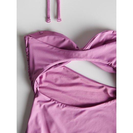 Reserved - Jednoczęściowy strój plażowy z wycięciem - fioletowy Reserved 40 Reserved