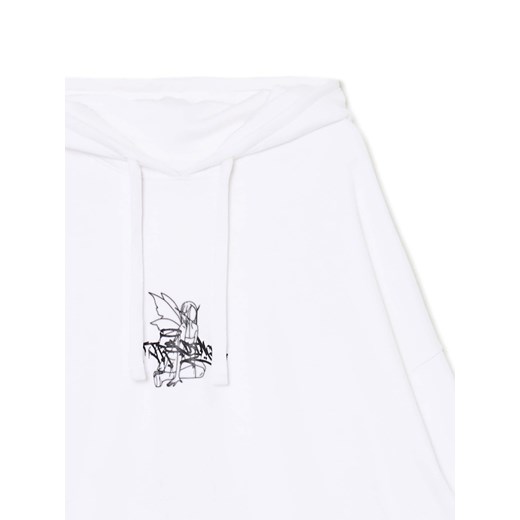 Cropp - Bluza hoodie oversize z nadrukiem - biały Cropp L Cropp