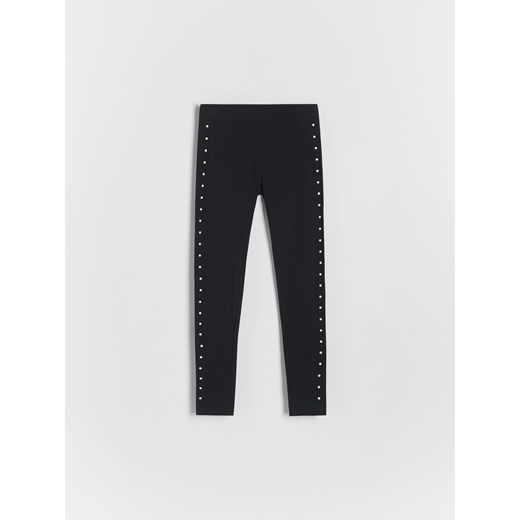 Reserved - Bawełniane legginsy z aplikacją - czarny ze sklepu Reserved w kategorii Spodnie dziewczęce - zdjęcie 173710013