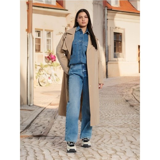 Sinsay - Jeansy wide leg high waist - niebieski Sinsay 36 Sinsay