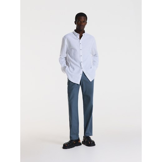 Reserved - Koszula regular z lnem - biały ze sklepu Reserved w kategorii Koszule męskie - zdjęcie 173714301