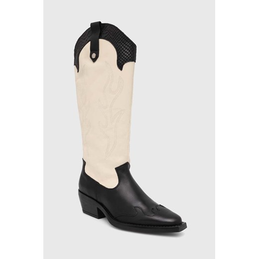 Steve Madden kowbojki skórzane Wenda damskie kolor czarny na słupku SM11003097 ze sklepu ANSWEAR.com w kategorii Kozaki damskie - zdjęcie 173717563
