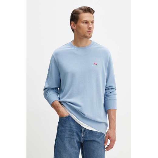 Levi&apos;s bluza męska kolor niebieski gładka ze sklepu ANSWEAR.com w kategorii Bluzy męskie - zdjęcie 173717892