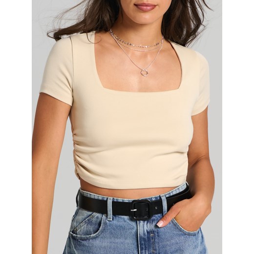 Sinsay - Crop top - kremowy Sinsay S Sinsay