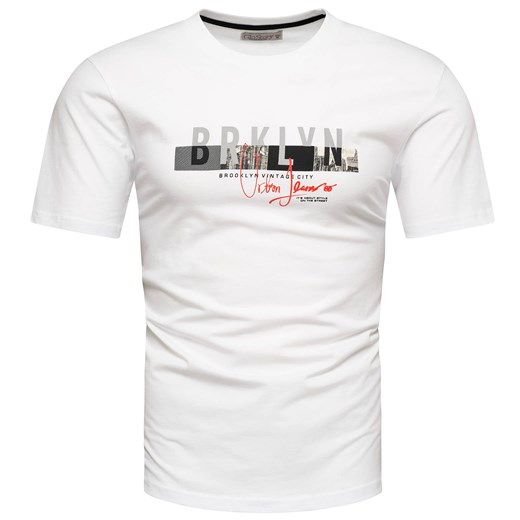 Koszulka bawełniana męska t-shirt z printem biały Recea ze sklepu Recea.pl w kategorii T-shirty męskie - zdjęcie 173723034