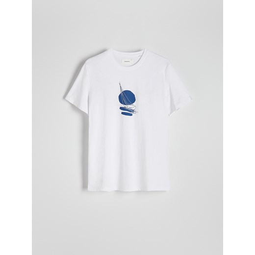Reserved - T-shirt regular z nadrukiem - biały Reserved M Reserved