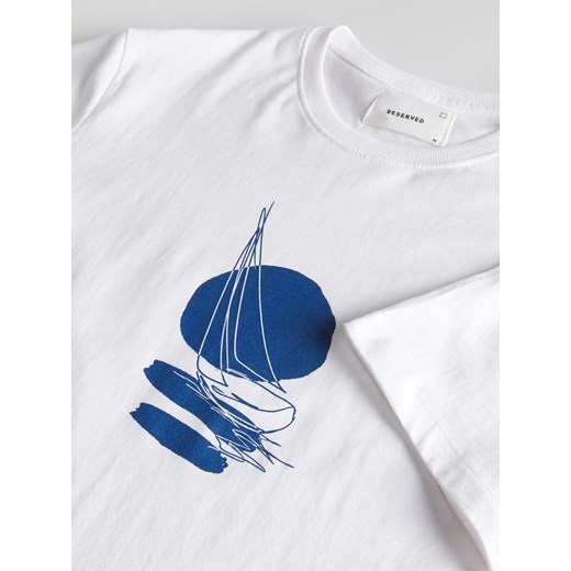 Reserved - T-shirt regular z nadrukiem - biały Reserved L Reserved