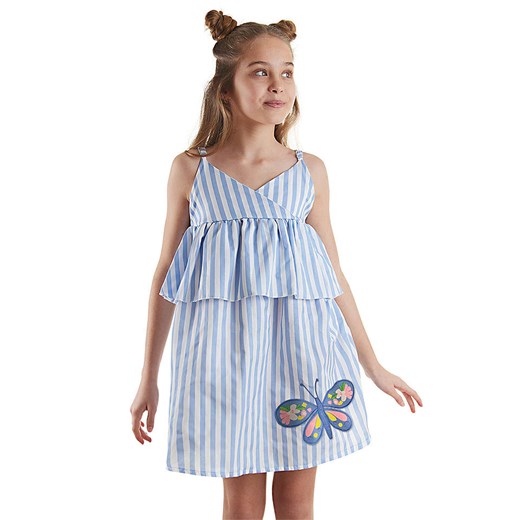 Denokids Sukienka &quot;Butterfly&quot; w kolorze błękitno-białym ze sklepu Limango Polska w kategorii Sukienki dziewczęce - zdjęcie 173732844