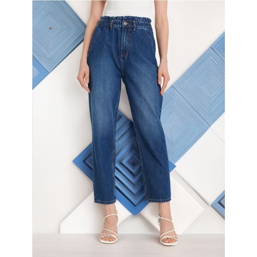 Sinsay - Jeansy paperbag - granatowy ze sklepu Sinsay w kategorii Jeansy damskie - zdjęcie 173734410