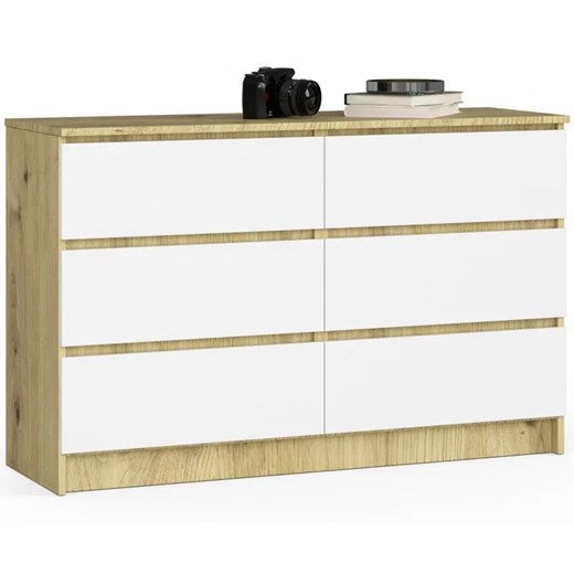 Komoda do salonu dąb artisan + biały T6-Z15 ze sklepu Edinos.pl w kategorii Komody - zdjęcie 173736101