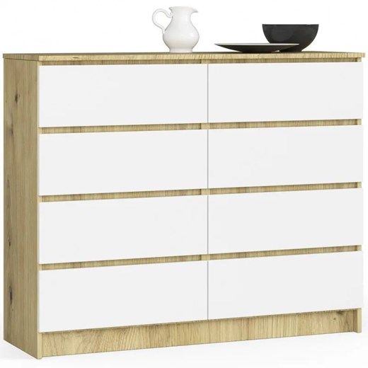 Skandynawska Komoda Do Salonu Dąb Artisan + Biały W6-A11 ze sklepu Edinos.pl w kategorii Komody - zdjęcie 173736104