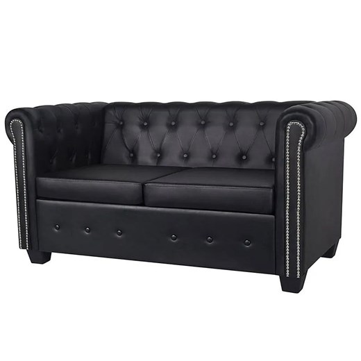 2-osobowa czarna sofa w stylu Chesterfield - Xavier 2Q ze sklepu Edinos.pl w kategorii Sofy i kanapy - zdjęcie 173736670