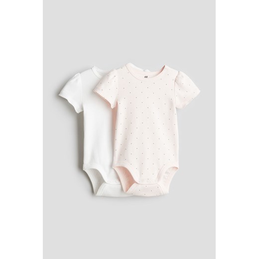 H & M - Body z krótkim rękawem 2-pak - Różowy ze sklepu H&M w kategorii Odzież dla niemowląt - zdjęcie 173739312
