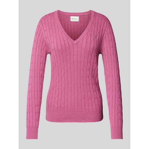 Sweter z dzianiny z wzorem warkocza ze sklepu Peek&Cloppenburg  w kategorii Swetry damskie - zdjęcie 173739614