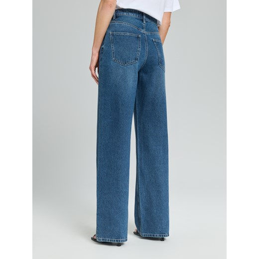 Sinsay - Jeansy wide leg - granatowy Sinsay 38 Sinsay