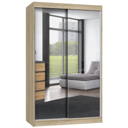 Szafa przesuwna z 2 lustrami 120 cm dąb sonoma - Stoflis 5X ze sklepu Edinos.pl w kategorii Szafy - zdjęcie 173743910