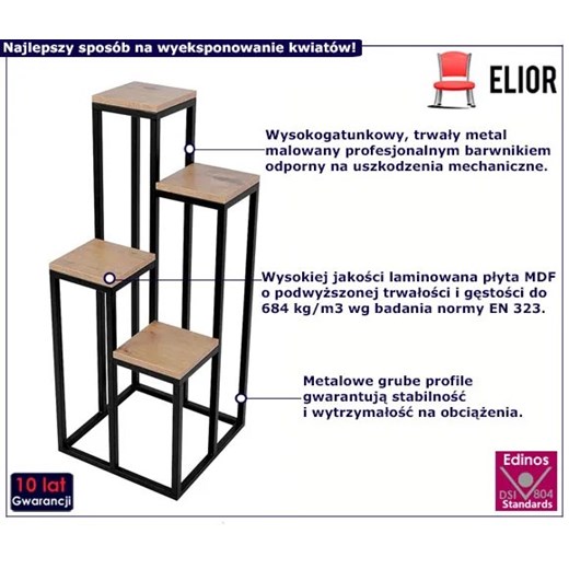 Czteropoziomowy nowoczesny stojak na kwiaty - Ingo 7X Elior One Size Edinos.pl