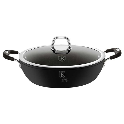 Czarny garnek z aluminium ze srebrnymi uchwytami L6-P38 ze sklepu Edinos.pl w kategorii Garnki - zdjęcie 173747140