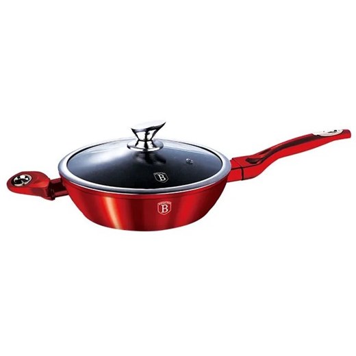 Granitowa czerwona patelnia na indukcję 28cm W1-R55 ze sklepu Edinos.pl w kategorii Naczynia - zdjęcie 173747300