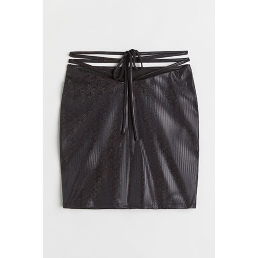 H & M - Siateczkowa spódnica z wiązanym detalem - Czarny ze sklepu H&M w kategorii Spódnice - zdjęcie 173748050