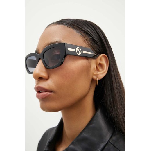 Gucci okulary przeciwsłoneczne damskie kolor czarny GG1558SK ze sklepu ANSWEAR.com w kategorii Okulary przeciwsłoneczne damskie - zdjęcie 173752023