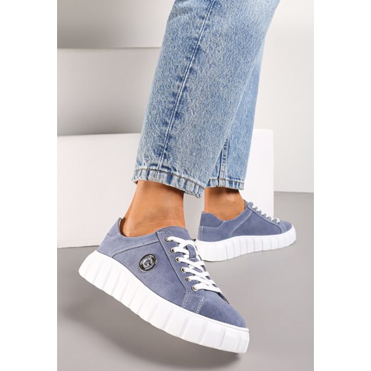 Niebieskie Sznurowane Sneakersy ze Skóry Breana ze sklepu renee.pl w kategorii Buty sportowe damskie - zdjęcie 173754141