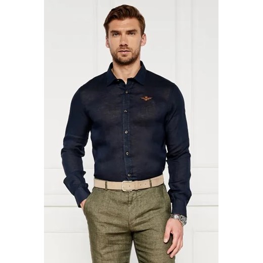 Aeronautica Militare Lniana koszula CAMICIA | Regular Fit Aeronautica Militare XL Gomez Fashion Store wyprzedaż