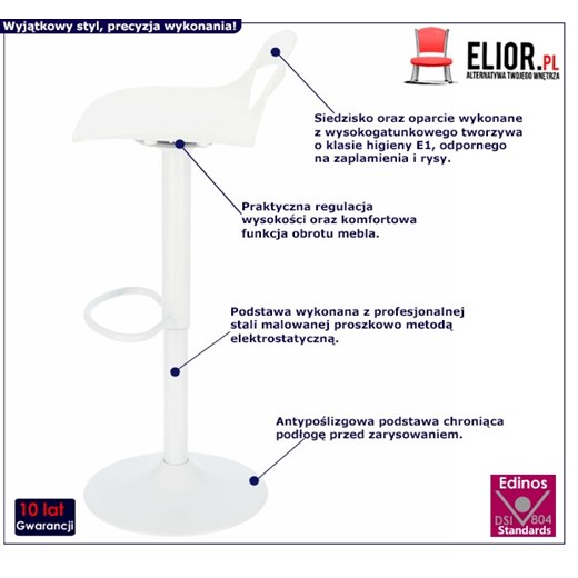 Biały designerski hoker w nowoczesnym stylu - Venne 2X Elior One Size Edinos.pl