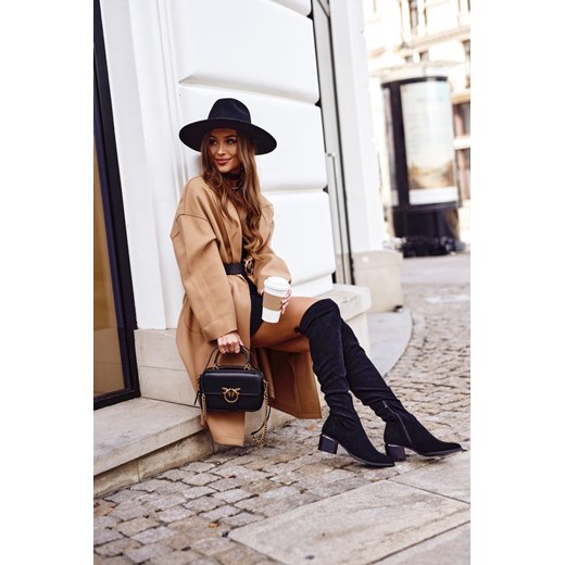 Kozaki damskie do kolana eko-zamsz czarne Can't Stop 41 okazyjna cena ZAZOO