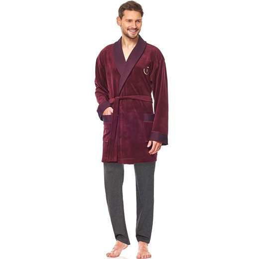 Szlafrok męski krótki bordowy 9101 BJ, Kolor bordowy, Rozmiar L, L&amp;L ze sklepu Primodo w kategorii Szlafroki męskie - zdjęcie 173762212