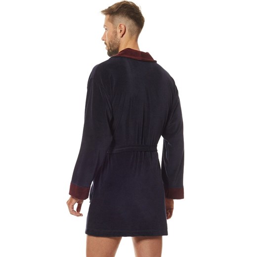 Szlafrok męski krótki granatowy 9101 BJ, Kolor granatowy, Rozmiar L, L&amp;L ze sklepu Intymna w kategorii Szlafroki męskie - zdjęcie 173762604