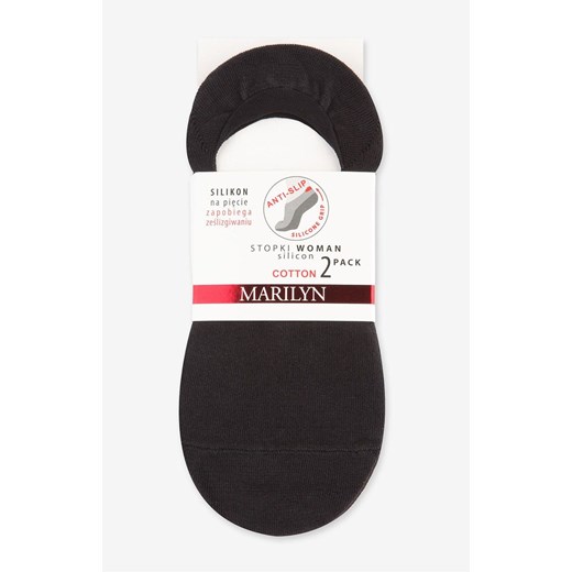Marilyn 2-pak stopki damskie czarne bawełniane z silikonem, Kolor czarny, Rozmiar 35-38, Marilyn ze sklepu Intymna w kategorii Skarpetki damskie - zdjęcie 173762650