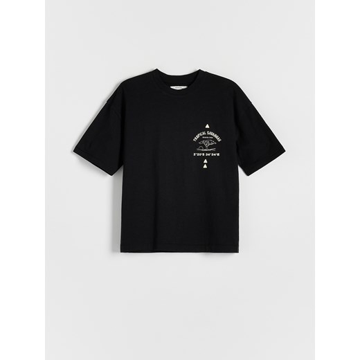 Reserved - T-shirt z lnem - czarny ze sklepu Reserved w kategorii T-shirty chłopięce - zdjęcie 173764004