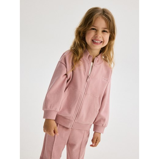 Reserved - Bawełniana bluza z haftem - brudny róż ze sklepu Reserved w kategorii Bluzy i swetry - zdjęcie 173765651