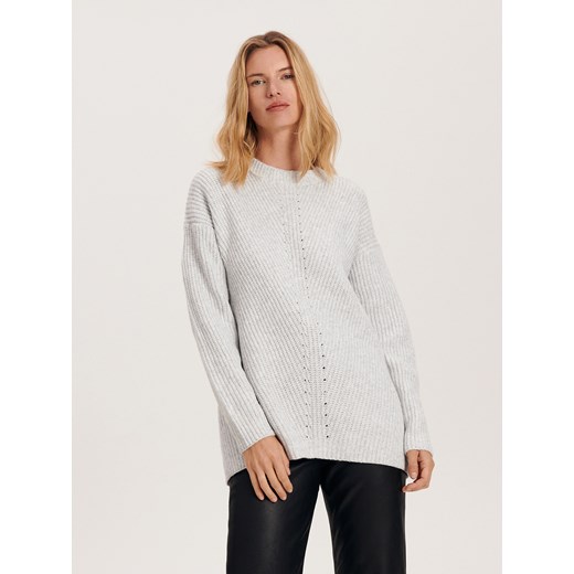 Reserved - Gładki sweter - jasnoszary ze sklepu Reserved w kategorii Swetry ciążowe - zdjęcie 173766084