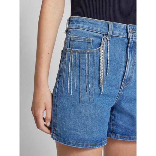 Szorty jeansowe z wysokim stanem i obszyciem kamieniami stras model ‘CONNELLY’ Yas M Peek&Cloppenburg