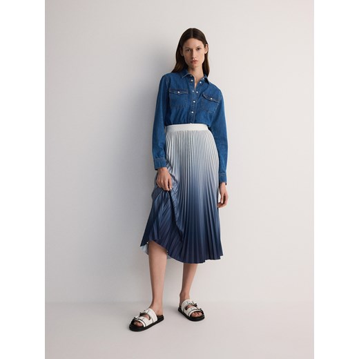Reserved - Plisowana spódnica midi - jasnoniebieski ze sklepu Reserved w kategorii Spódnice - zdjęcie 173771753