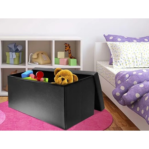 Czarna pufa otwierana skóra ekologiczna - Espelle Elior One Size Edinos.pl