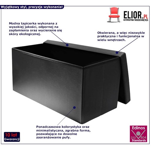 Czarna pufa otwierana skóra ekologiczna - Espelle Elior One Size Edinos.pl