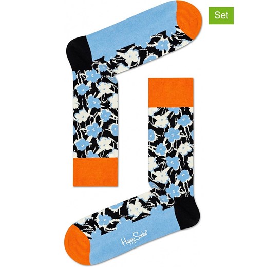 Happy Socks Skarpety (2 pary) &quot;Andy Warhol Flower&quot; w kolorze błękitnym ze wzorem ze sklepu Limango Polska w kategorii Skarpetki męskie - zdjęcie 173773880