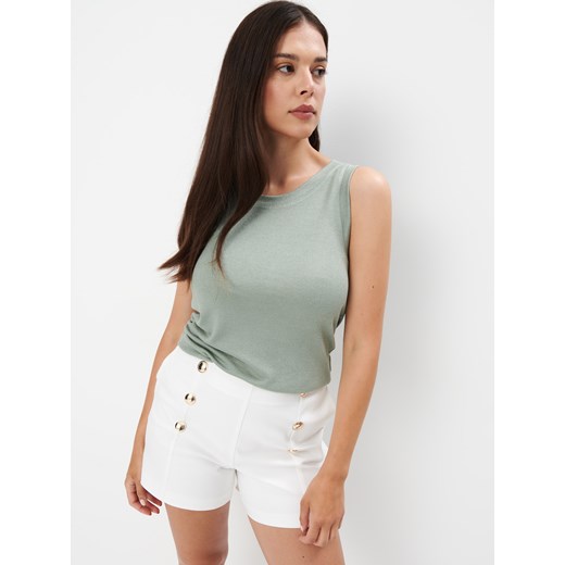 Mohito - Dopasowany zielony top - zielony ze sklepu Mohito w kategorii Bluzki damskie - zdjęcie 173774271