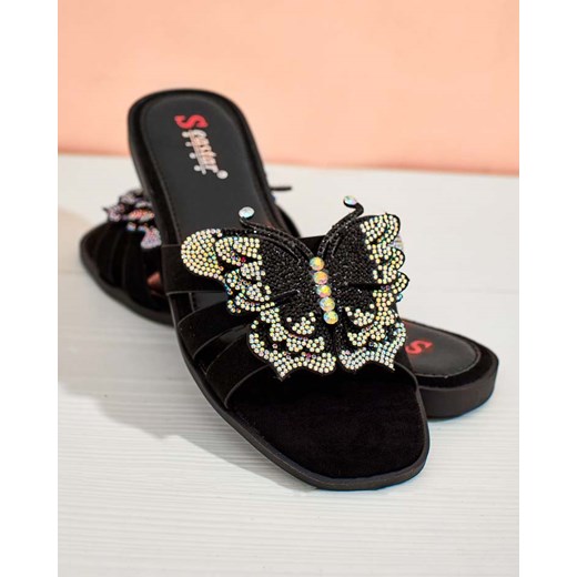 Royalfashion Damskie klapki z motylem Boffler Royalfashion.pl 37 okazyjna cena royalfashion.pl