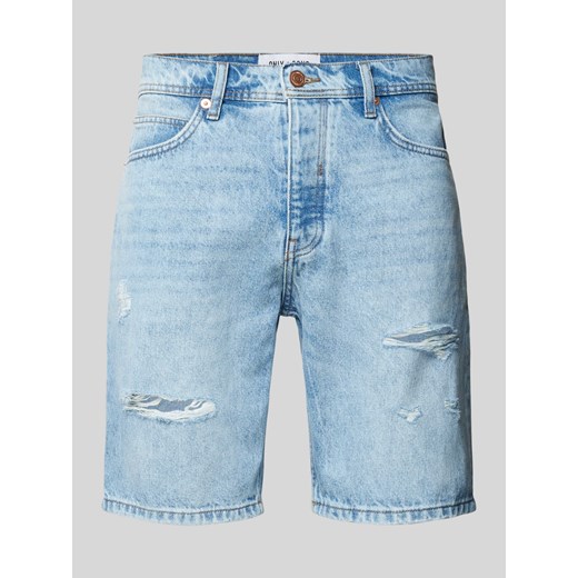 Szorty jeansowe o kroju regular fit z przetarciami model ‘EDGE’ ze sklepu Peek&Cloppenburg  w kategorii Spodenki męskie - zdjęcie 173780124