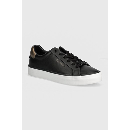 Calvin Klein sneakersy VULC LACE UP SAFF FOX W/MET BT kolor czarny HW0HW02104 ze sklepu ANSWEAR.com w kategorii Trampki damskie - zdjęcie 173787742