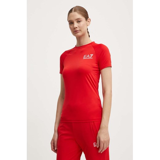 EA7 Emporio Armani t-shirt treningowy kolor czerwony TJEMZ.8NTT70 ze sklepu ANSWEAR.com w kategorii Bluzki damskie - zdjęcie 173788123