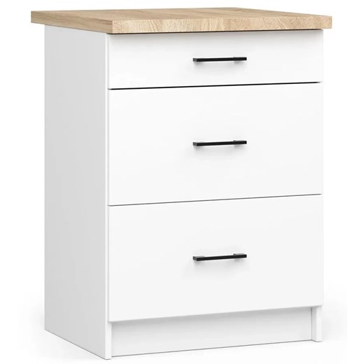 Biała Dolna Szafka Kuchenna Z Szufladami 60 Cm T0-D59 ze sklepu Edinos.pl w kategorii Meble kuchenne - zdjęcie 173789131