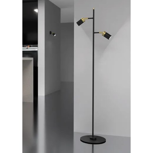 Czarna lampa podłogowa ze złotymi dodatkami - K381-Hawe Lumes One Size Edinos.pl