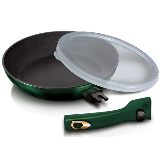 Zielona patelnia z odpinaną rączką i pokrywką 24cm F0-W21 ze sklepu Edinos.pl w kategorii Naczynia - zdjęcie 173789371