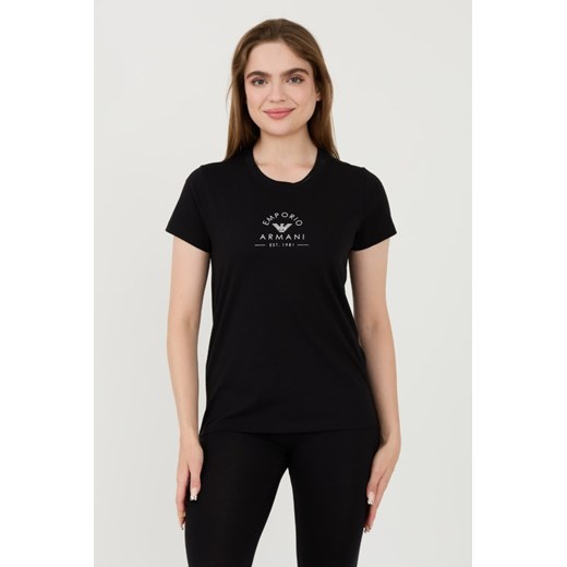EMPORIO ARMANI Czarny t-shirt Uni Logo Printe, Rozmiar M ze sklepu outfit.pl w kategorii Bluzki damskie - zdjęcie 173791663